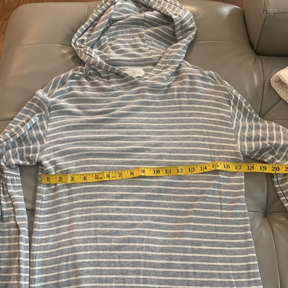 Gray White Striped Jersey-Knit Dress with Hood - Picture 7 of 9